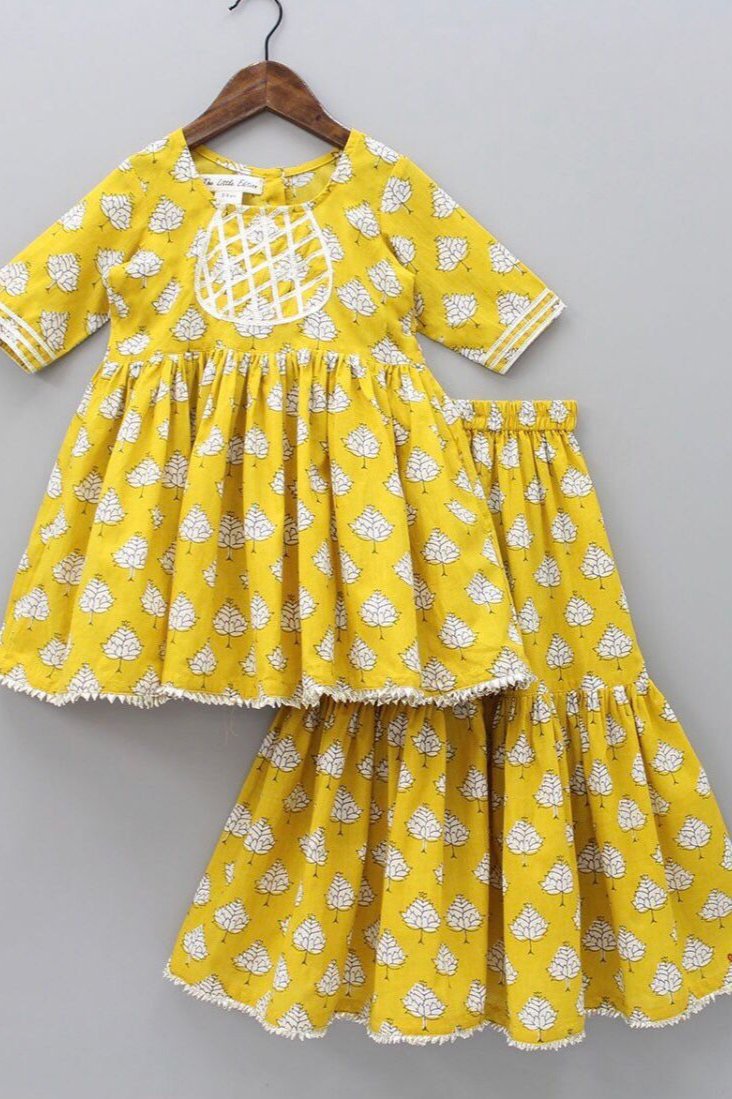 Kids Sharara Suit - Yellow