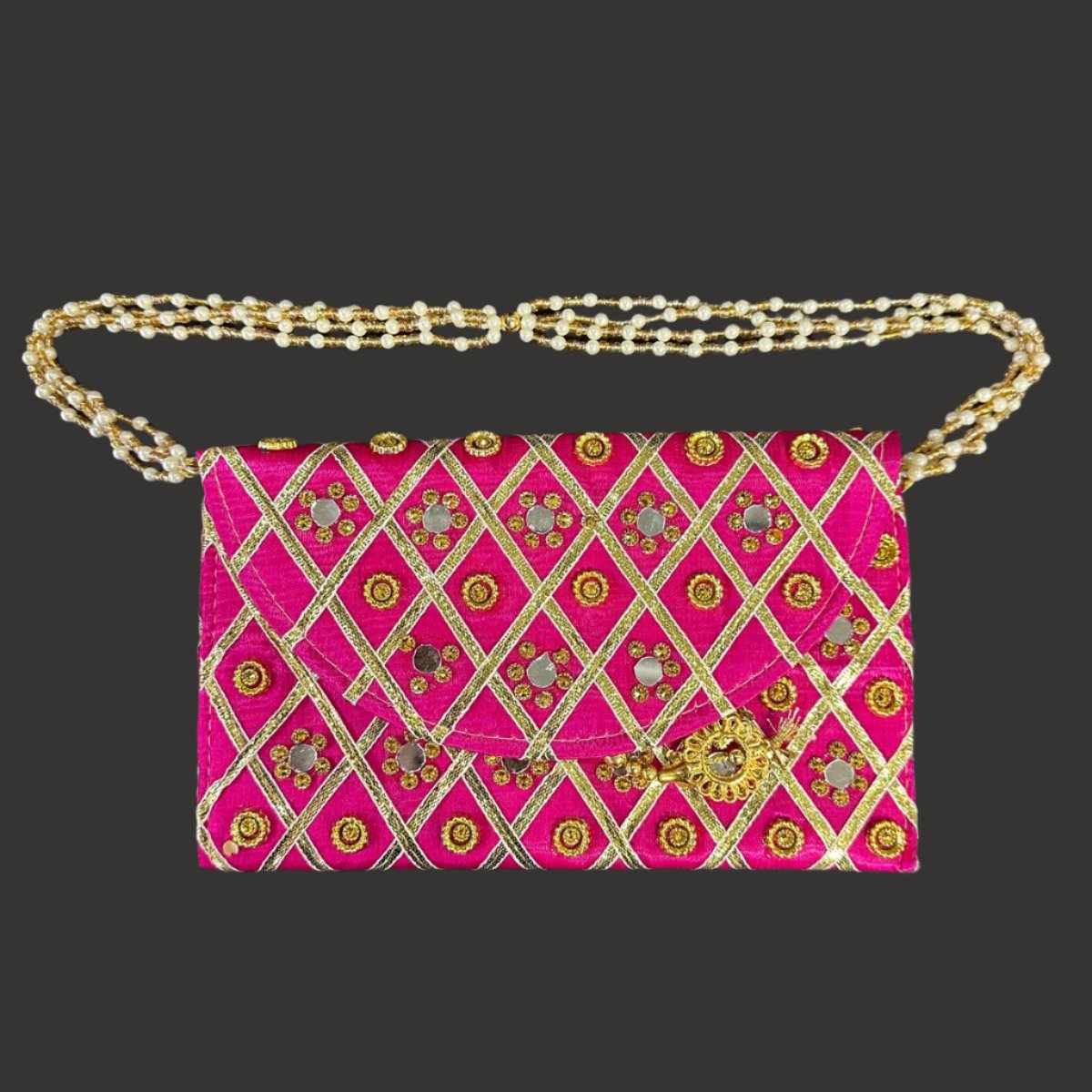 Pouch with Perl String (Hot Pink)