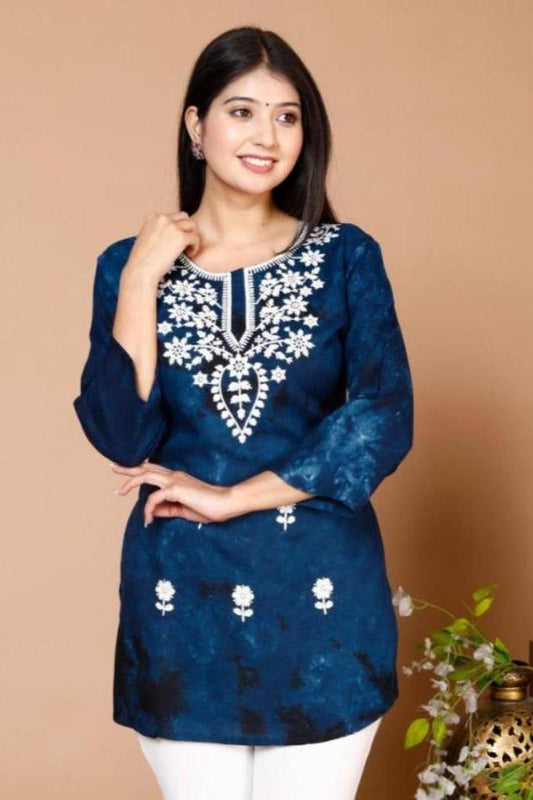 Blue Lucknowi Kurti